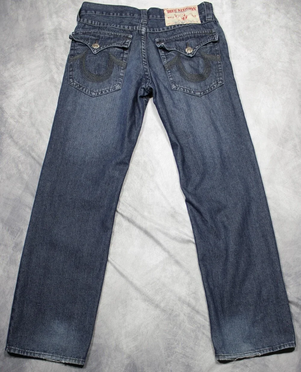 True Religion Billy Big T Jeans Mens 36 Bootcut Blue Whiskered Made USA